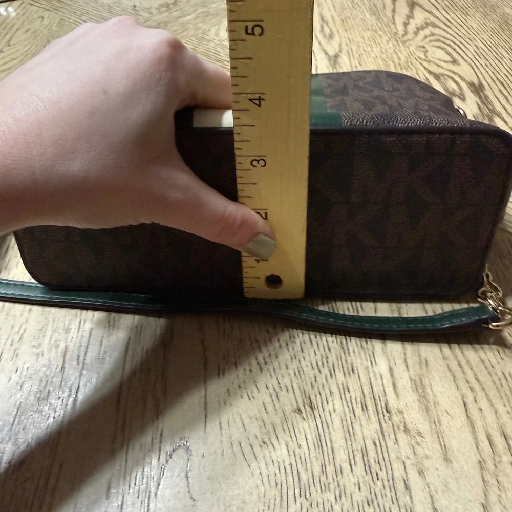Michael Kors Cindy Dome Crossbody Bag with Green‎ White Stripe Detail Monogram